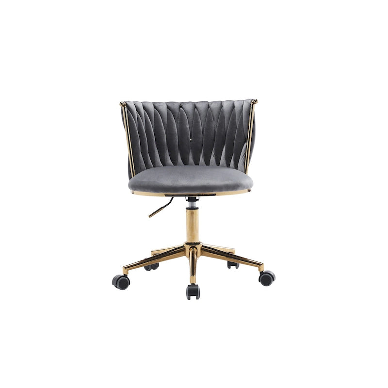Upholstered Home Office Desk Chairs with Adjustable Swivel Wheels, Ergonomic