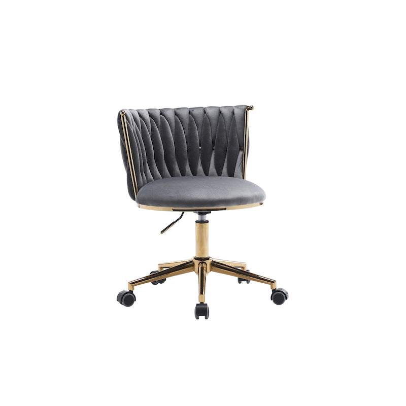 Upholstered Home Office Desk Chairs with Adjustable Swivel Wheels, Ergonomic