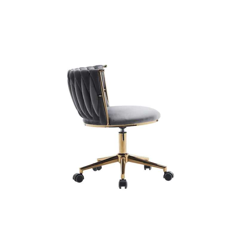 Upholstered Home Office Desk Chairs with Adjustable Swivel Wheels, Ergonomic