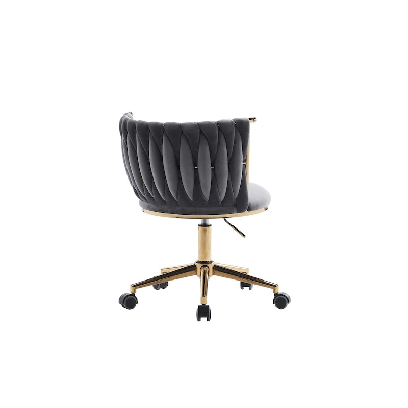 Upholstered Home Office Desk Chairs with Adjustable Swivel Wheels, Ergonomic
