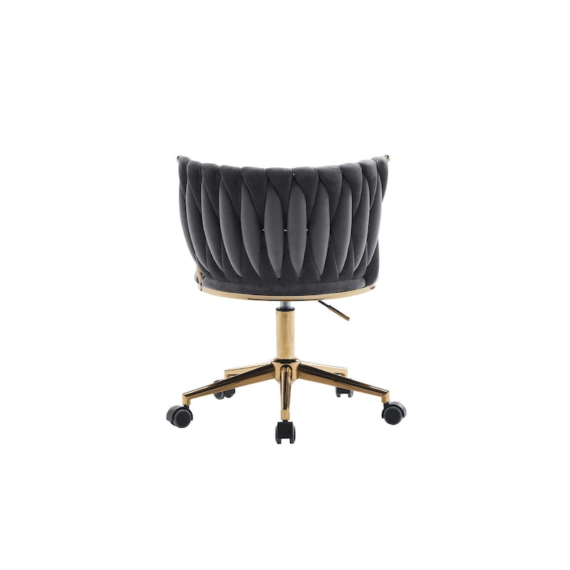 Upholstered Home Office Desk Chairs with Adjustable Swivel Wheels, Ergonomic