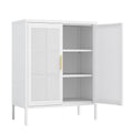 Metal Storage Cabinet with 2 Doors and 2 Adjustable Shelves, Steel Lockable Garage Storage Cabinet