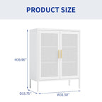 Metal Storage Cabinet with 2 Doors and 2 Adjustable Shelves, Steel Lockable Garage Storage Cabinet