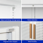 Metal Storage Cabinet with 2 Doors and 2 Adjustable Shelves, Steel Lockable Garage Storage Cabinet