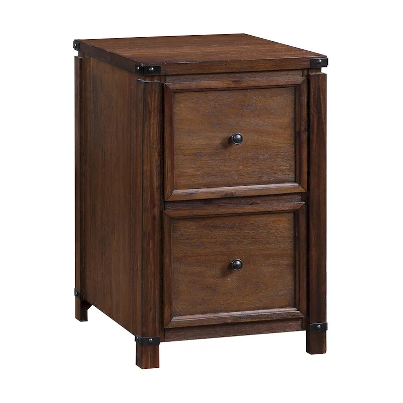 OS Home & Office Furniture Two Drawer File Cabinet in Brushed Walnut Wood Veneer