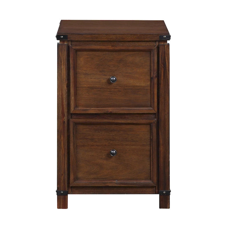 OS Home & Office Furniture Two Drawer File Cabinet in Brushed Walnut Wood Veneer