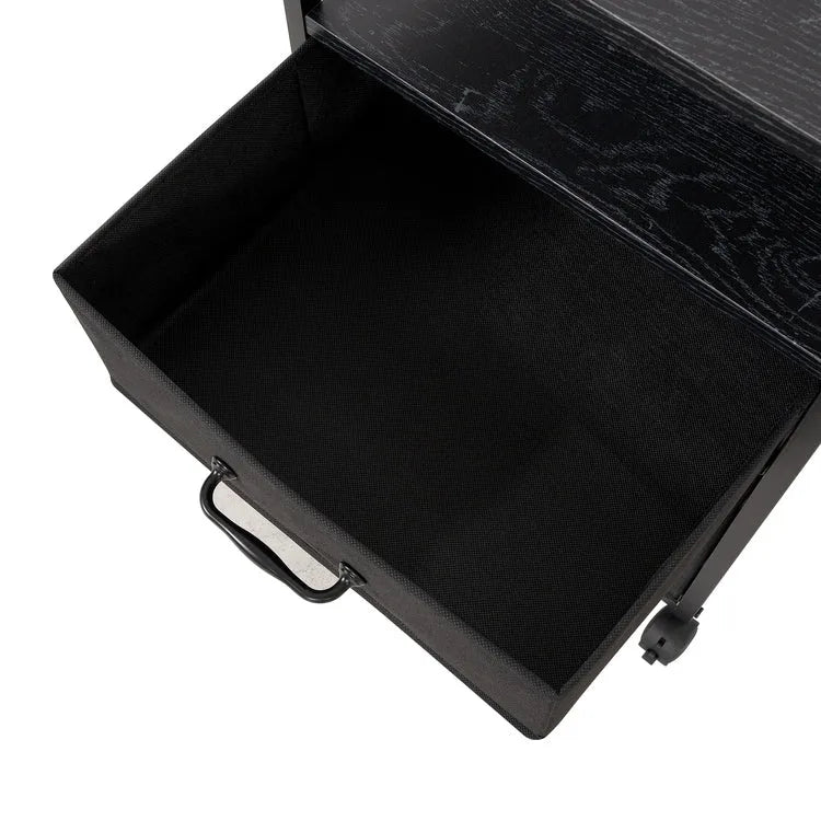 2 Drawer Mobile File Cabinet Rolling Printer Stand with Open Storage Shelf Fabric Vertical Filing Cabinet