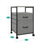 2 Drawer Mobile File Cabinet Rolling Printer Stand with Open Storage Shelf Fabric Vertical Filing Cabinet