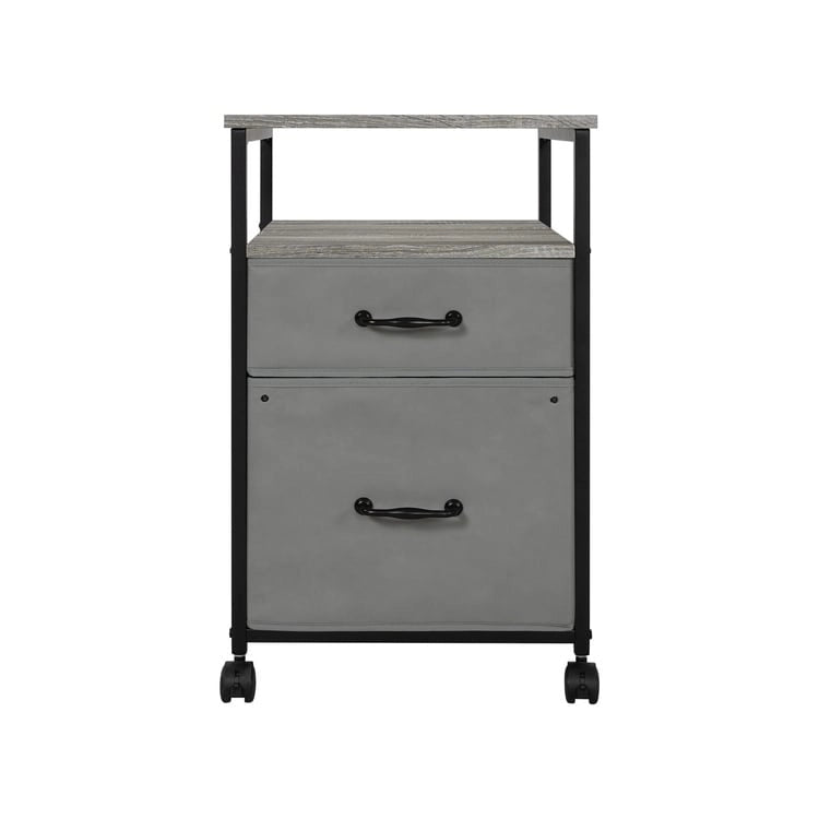 2 Drawer Mobile File Cabinet Rolling Printer Stand with Open Storage Shelf Fabric Vertical Filing Cabinet