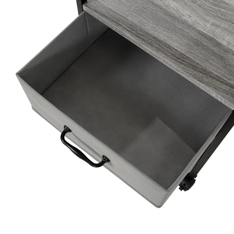 2 Drawer Mobile File Cabinet Rolling Printer Stand with Open Storage Shelf Fabric Vertical Filing Cabinet