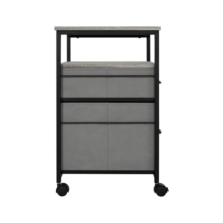 2 Drawer Mobile File Cabinet Rolling Printer Stand with Open Storage Shelf Fabric Vertical Filing Cabinet