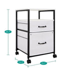 2 Drawer Mobile File Cabinet Rolling Printer Stand with Open Storage Shelf Fabric Vertical Filing Cabinet