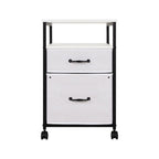2 Drawer Mobile File Cabinet Rolling Printer Stand with Open Storage Shelf Fabric Vertical Filing Cabinet