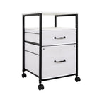 2 Drawer Mobile File Cabinet Rolling Printer Stand with Open Storage Shelf Fabric Vertical Filing Cabinet