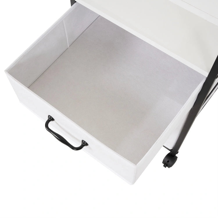 2 Drawer Mobile File Cabinet Rolling Printer Stand with Open Storage Shelf Fabric Vertical Filing Cabinet