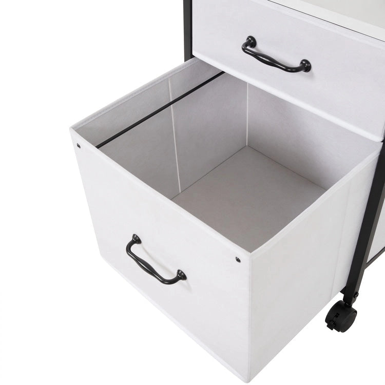 2 Drawer Mobile File Cabinet Rolling Printer Stand with Open Storage Shelf Fabric Vertical Filing Cabinet