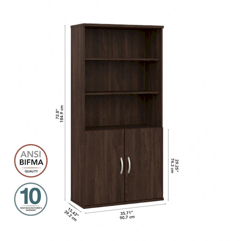 Hybrid Tall 5 Shelf Bookcase with Doors by Bush Business Furniture