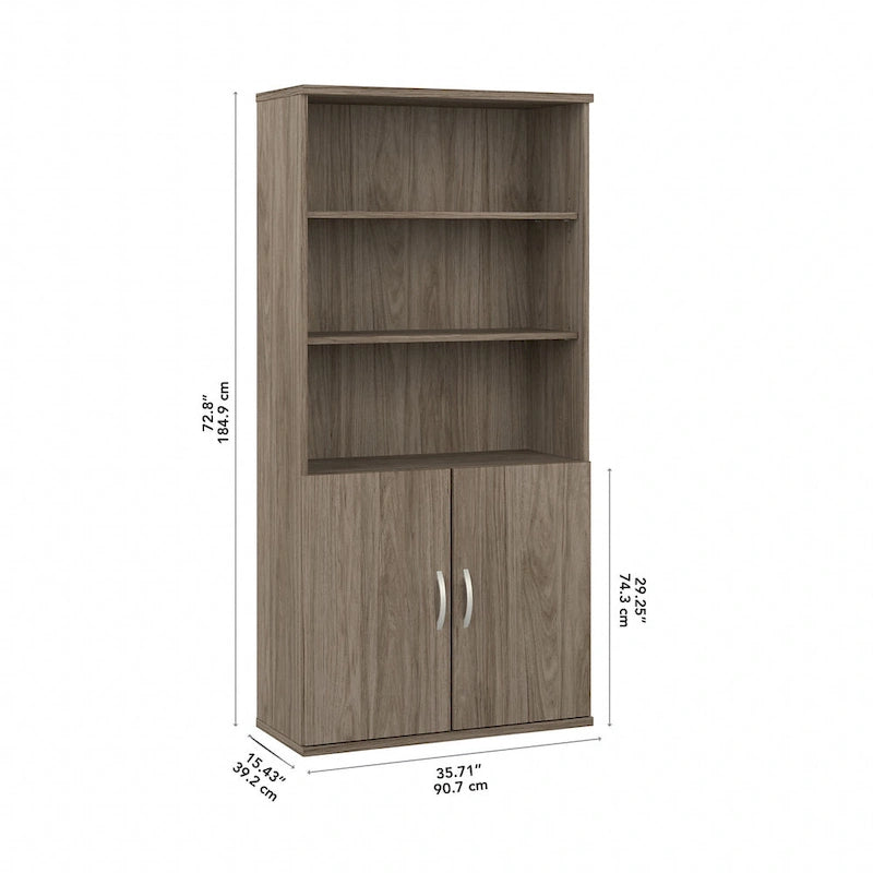 Hybrid Tall 5 Shelf Bookcase with Doors by Bush Business Furniture
