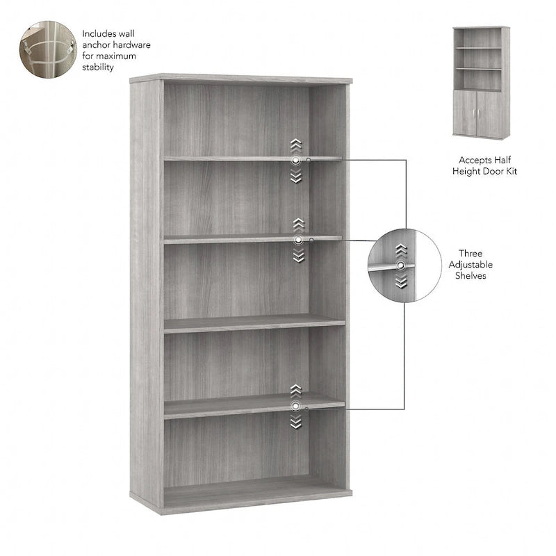 Hybrid Tall 5 Shelf Bookcase with Doors by Bush Business Furniture