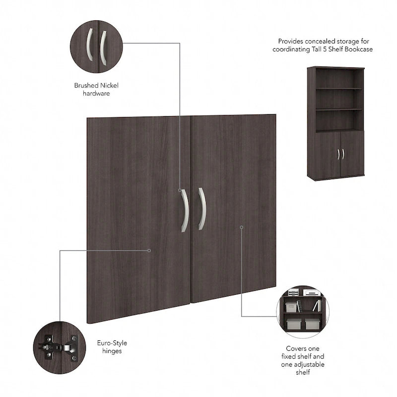 Hybrid Tall 5 Shelf Bookcase with Doors by Bush Business Furniture