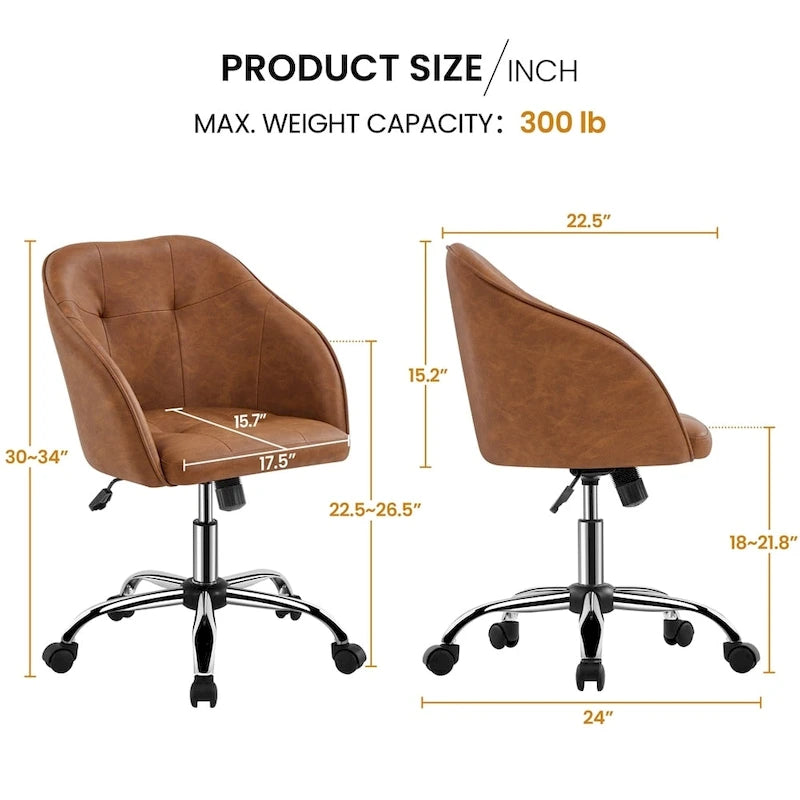 Yaheetech Desk Chair for Home Office, Height Adjustable 360Swivel Computer Chair