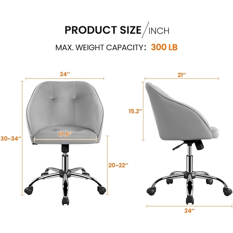 Yaheetech Desk Chair for Home Office, Height Adjustable 360Swivel Computer Chair