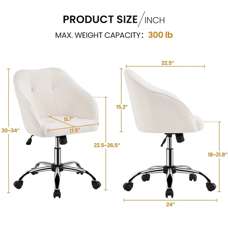 Yaheetech Desk Chair for Home Office, Height Adjustable 360Swivel Computer Chair