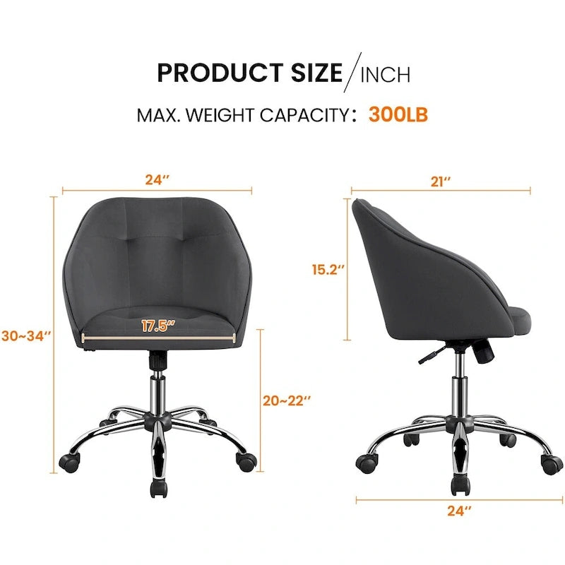 Yaheetech Desk Chair for Home Office, Height Adjustable 360Swivel Computer Chair