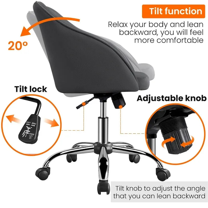 Yaheetech Desk Chair for Home Office, Height Adjustable 360Swivel Computer Chair