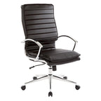 High Back Professional Managers Faux Leather Chair with Chrome Base and Removable Sleeves