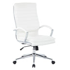High Back Professional Managers Faux Leather Chair with Chrome Base and Removable Sleeves