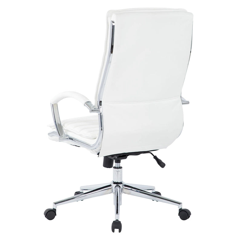 High Back Professional Managers Faux Leather Chair with Chrome Base and Removable Sleeves