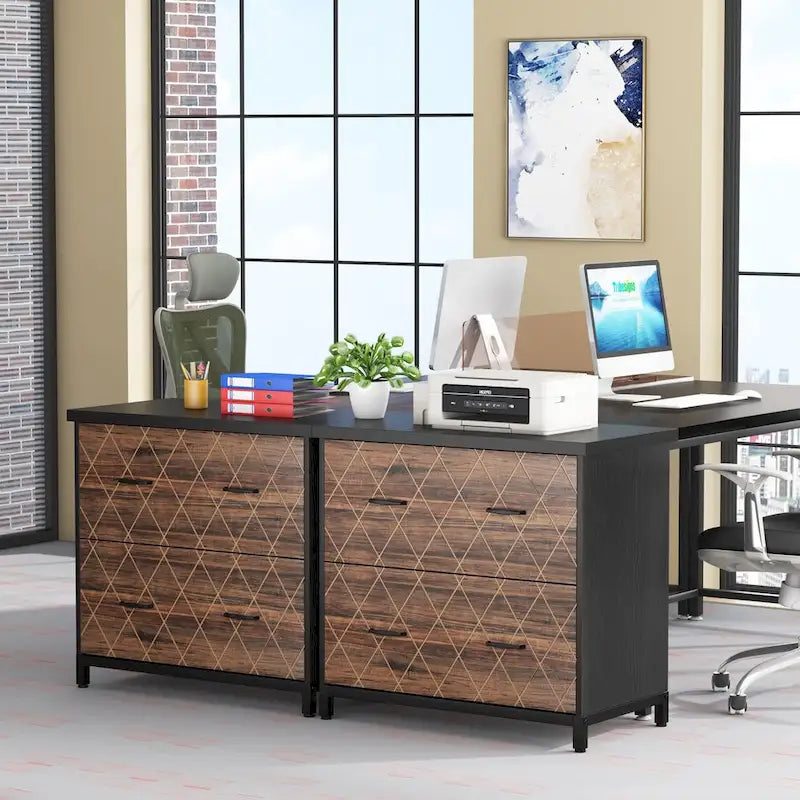 Lateral File Cabinet with 2 Drawers for Home Office, Letter Size