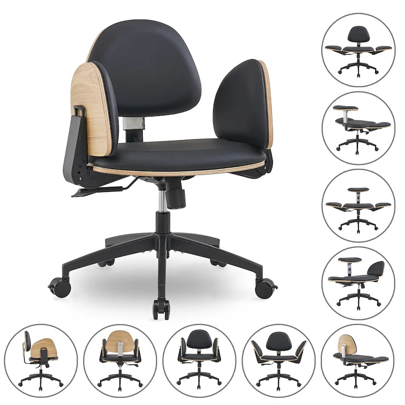 Black Ergonomic Adjustable Meditation Chair Multi-Position Home Office Chair