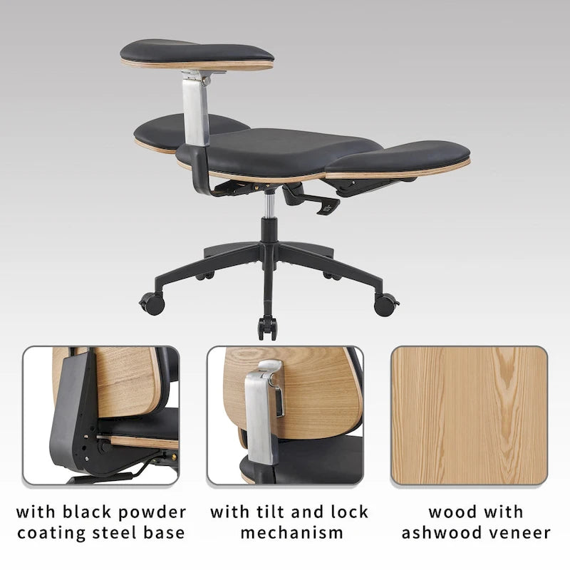 Black Ergonomic Adjustable Meditation Chair Multi-Position Home Office Chair
