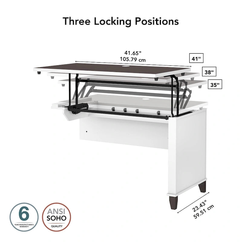 Bush Furniture Somerset 42W 3 Position Sit to Stand Return