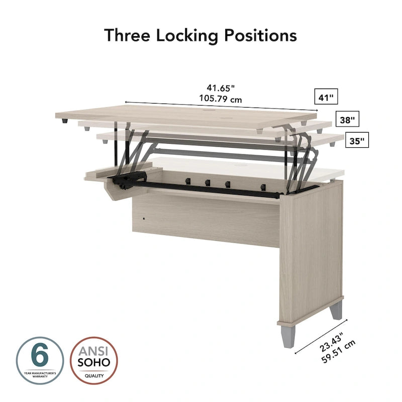 Bush Furniture Somerset 42W 3 Position Sit to Stand Return