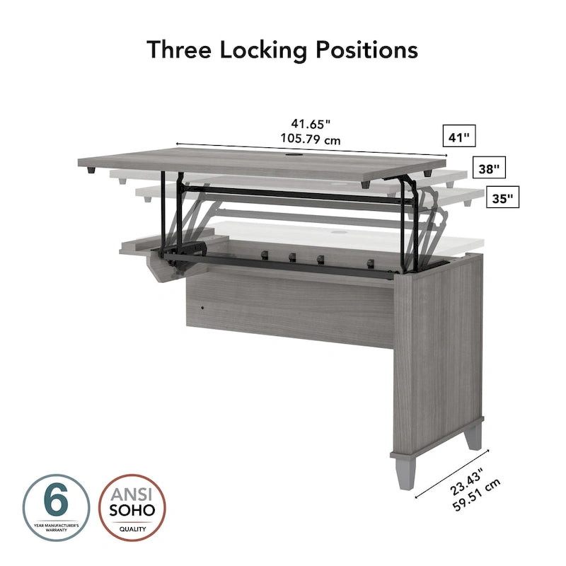 Bush Furniture Somerset 42W 3 Position Sit to Stand Return