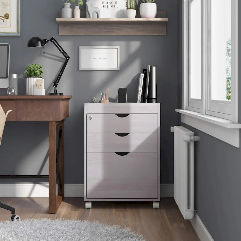 Jolene Contemporary 3-Drawer Lockable and Mobile File Cabinet by Furniture of America