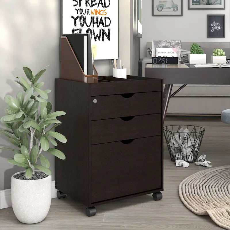 Jolene Contemporary 3-Drawer Lockable and Mobile File Cabinet by Furniture of America