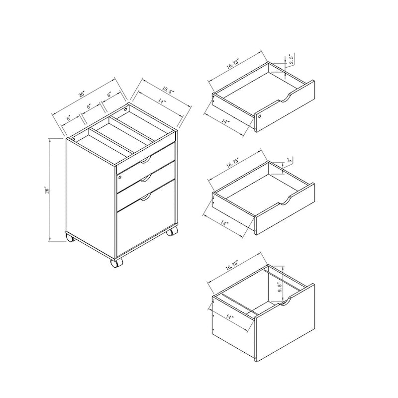 Jolene Contemporary 3-Drawer Lockable and Mobile File Cabinet by Furniture of America