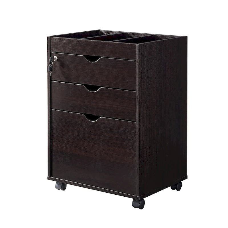 Jolene Contemporary 3-Drawer Lockable and Mobile File Cabinet by Furniture of America