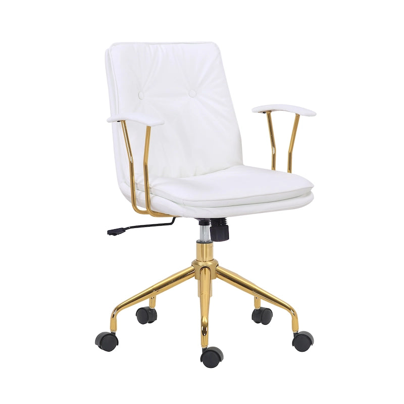 Porthos Home Tilly Office Chair, PU Leather, Gold Chrome Roller Base
