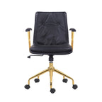 Porthos Home Tilly Office Chair, PU Leather, Gold Chrome Roller Base