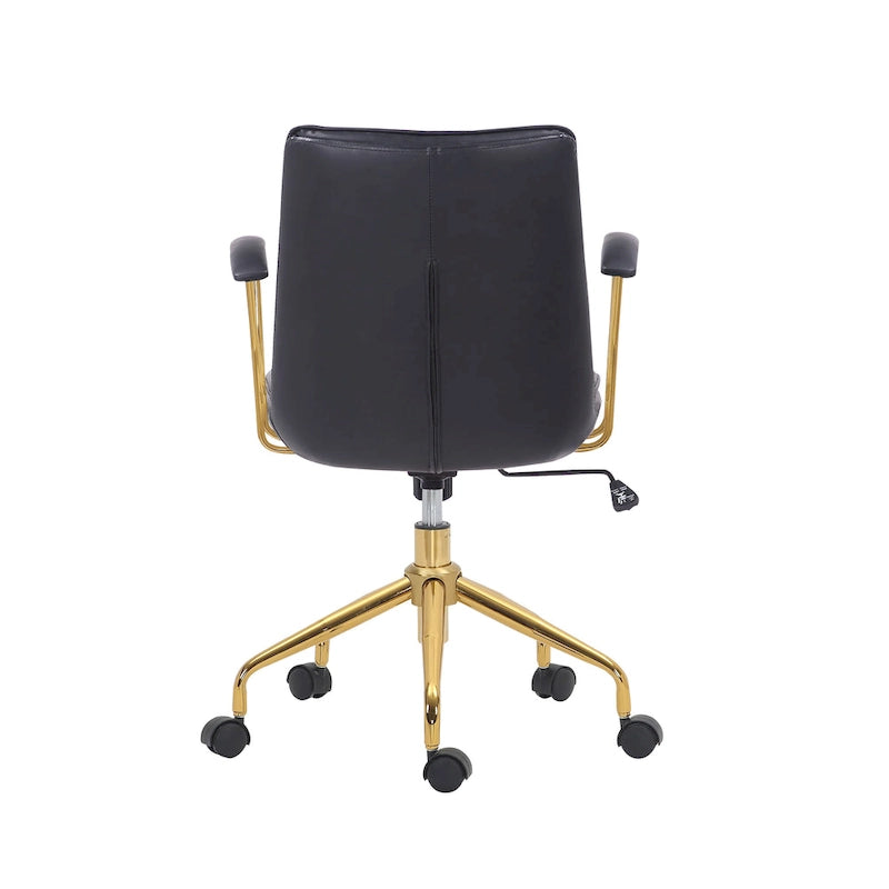 Porthos Home Tilly Office Chair, PU Leather, Gold Chrome Roller Base