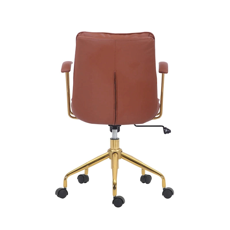 Porthos Home Tilly Office Chair, PU Leather, Gold Chrome Roller Base