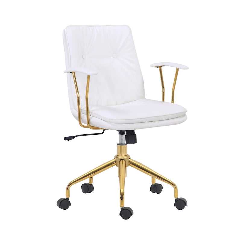 Porthos Home Tilly Office Chair, PU Leather, Gold Chrome Roller Base