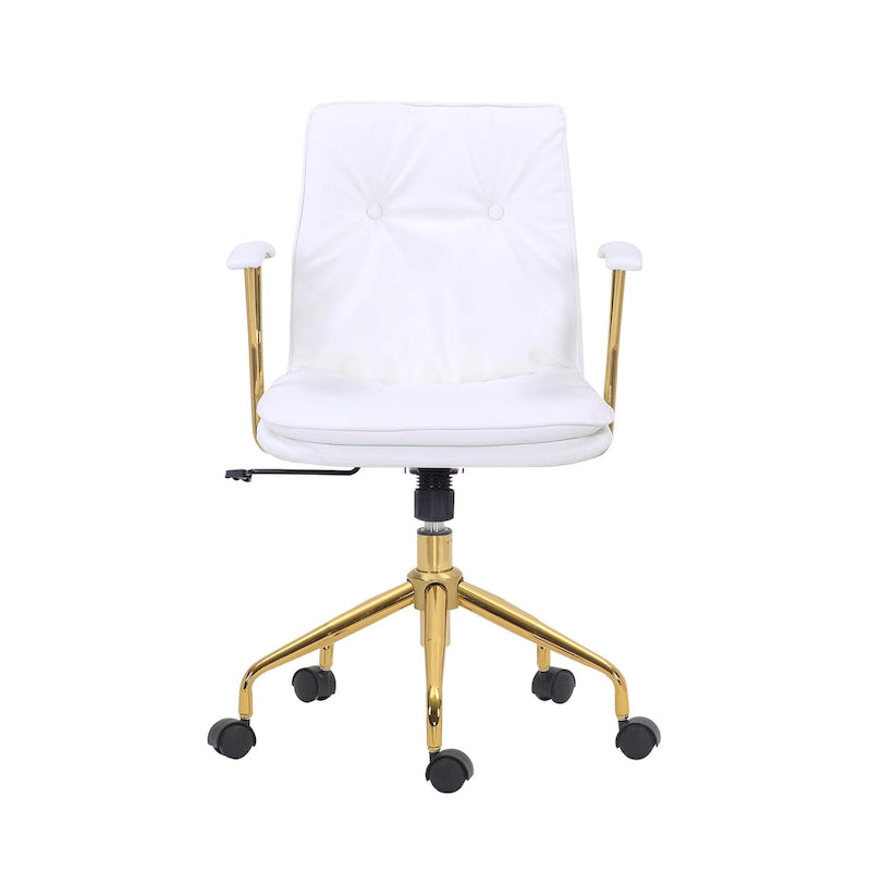 Porthos Home Tilly Office Chair, PU Leather, Gold Chrome Roller Base
