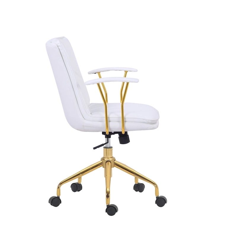 Porthos Home Tilly Office Chair, PU Leather, Gold Chrome Roller Base