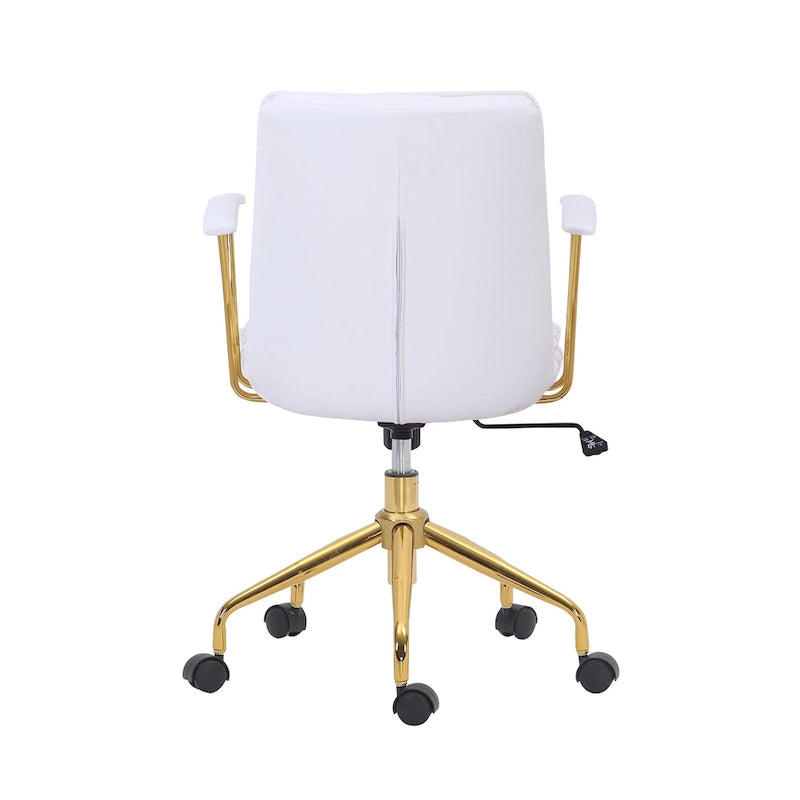 Porthos Home Tilly Office Chair, PU Leather, Gold Chrome Roller Base
